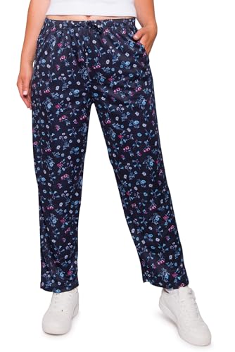Kendindza Damen Sommerhose Damen leicht und luftig Sommer Hose Lang Leicht Freizeithose Blumen locker Baumwolle 05-H25 B...