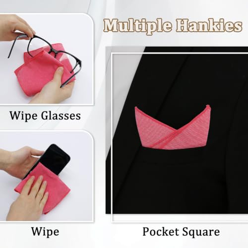 Image of LJBFNN Pocket Squares Handkerchiefs for Men Soft Cotton Mens Womens White Pocket Square with Holder for Suit Wedding Business