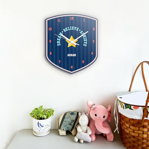 Image of Zooboo Personalized Analog Wall Clock, Custom Name Acrylic Silent Quartz Movement Wall Clock with Sleek Modern Design, Ideal for Birthdays (Design - Jersey Number), 30x30 cm, Multicolor