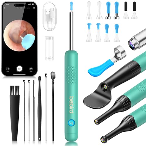 Image of BEBIRD R1 Wax Removal Tool for Ear - Spade Ear Canal Cleaner with Camera 1080P Earscope, Wax Remove Ear Picker with Vari Replacement Tips, Camera with 6LED Light, Green