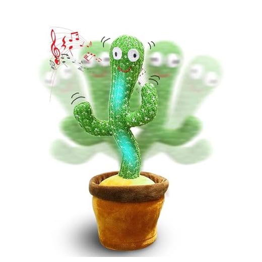 MAGIC SELECT Cactus Qui Danse avec Mouvement Électronique, Lumieres et 120 Chansons. Ornement de Maison. Piles Non incluses.