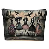 JIUWEIHU Goth Witch Makeup Bag, Owl Cosmetic Bags Travel Organizer Bag Makeup Pouch, Sister Birthday Christmas Gift for Women Mom Friend, Gothic Gifts for Women