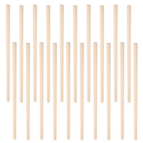 Zerodeko 20pcs Natural Wood Dowels for Crafts 10mm Diameter X