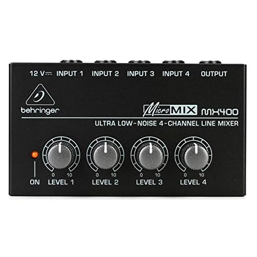 Behringer MICROMIX MX400 Ultra-Compact 4-Channel Line Mixer, Mono Audio Mixing with Low-Noise Operation, Portable Design for Home Studio, Stage and Practice Use