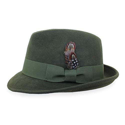 Belfry Trilby Men/Women Snap Brim Vintage Style Dress Fedora Hat 100% Pure Wool Felt in Black, Grey, Navy, Brown and Pecan