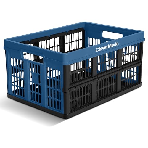 Image of CleverMade Collapsible Utility Crate (Recycled) - 45L - Ocean (3PK)