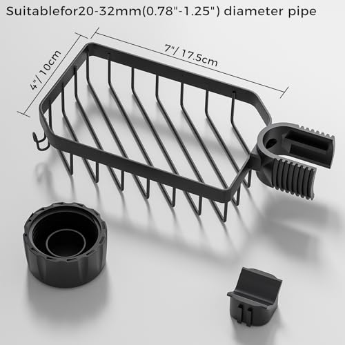 Image of LONIN Sponge Holder Over Faucet Kitchen Sink Caddy Organizer, Stainless Steel Detachable Hanging Faucet Drain Rack for Bathroom, Scrubbers, Soap, (Black)