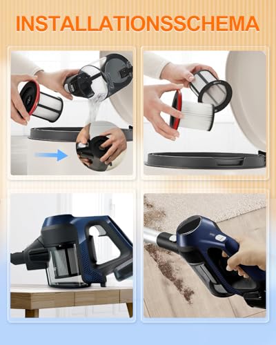 WOKEEPOW 2 HEPA-Filter + 1 Reinigungsbürste für Bosch Unlimited 6 Staubsauger, Kompatibel mit Bosch Unlimited 6 Staubsauger Modelle: BCS611, BCS612, BBS611, BBS612, BSS61, BCS61, BKS611, BLS612 Serie