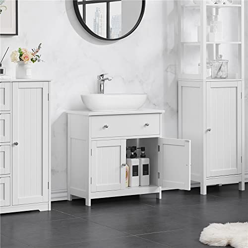 Meuble sous lavabo scandinave blanc 60 cm MDF FSC Yaheetech