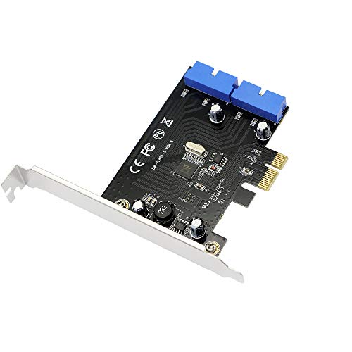 SinLoon PCI Express a doble tarjeta USB 3.0 de 19 pines PCI e a puertos internos macho de 20 pines adaptador para PC (19 pines)