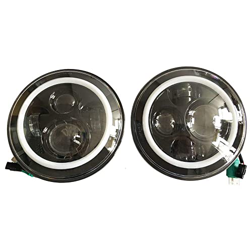SXMA Emark 7 Inch Round LED Faros Delanteros con ámbar DRL Intermitente Halo Cover