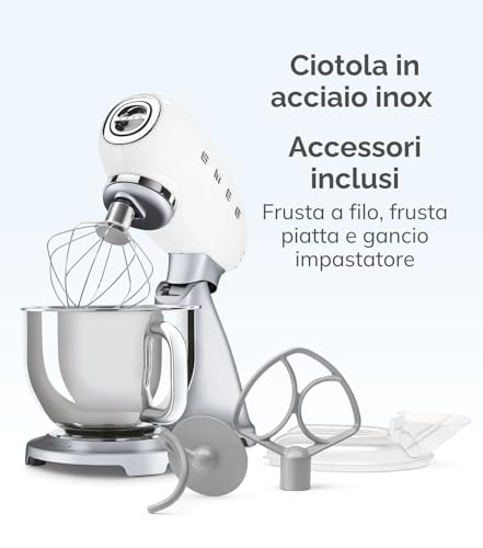 Smeg SMF04WHEU Sbattitore Sbattitore Con Base 800 W Bianco - 5