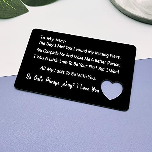 Anniversary Card Gift Couple Engraved Wallet Insert Card for Boyfriend Husband Men Metal Wallet Insert Card Boyfriend Gifts from Girlfriend Couple Gift for Men Deployment Gifts Wedding Birthday Gift