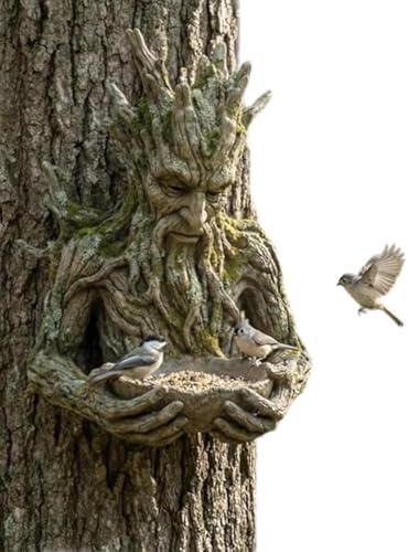Songholee The Quiet Offering A Tree-Integrated Bird Feeding Sculpture, Outdoor Millennial Ancient Tree Bird Feeder, with Hidden Keyhole Hanger, Unique Patio, Yard, Garden Ornament for Birds (1Pcs)