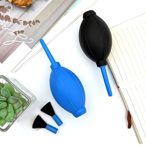 2-Pack Soft Brush Manual Rubber Air Blower Dust Cleaner for Camera, Telescope, Microscope, and Electronics – Black & Blue - Thumbnail 7
