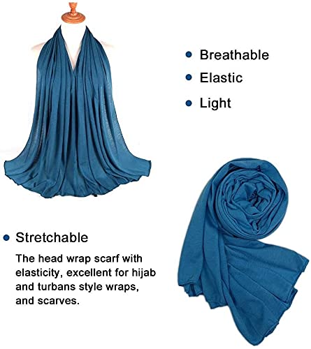 4 Packs Stretch Jersey Turban Head Wrap Scarf African Headwraps for Women Head Wraps Long Hair Scarf Ultra Soft Breathable Solid Color Turban Tie Large Headband (Black Dark Grey Light Brown Blue) - Image 2
