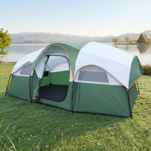 BravArrk 8-Person 3-Room Camping Tent with Rainfly