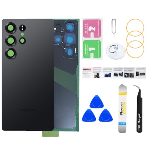 Phoupair Back Glass Replacement for Samsung Galaxy S25 Ultra with Professional Repair Tool Kit (Titanium Black)