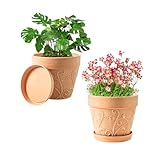 Melphoe Plant Pots Indoor with Drainage & Saucer...