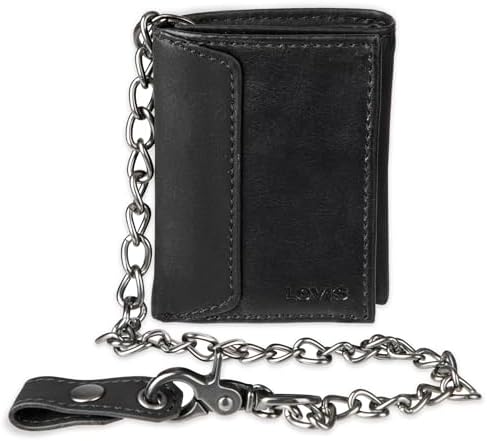 Levi's Men's Trifold Wallet, Black with Chain, One Size : Amazon