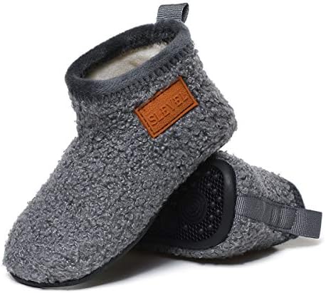 ditont Toddler Boys Girls Winter Warm Indoor House Bootie Slippers Kids Baby Lightweight Home Socks Boots(dt191007Grey25)