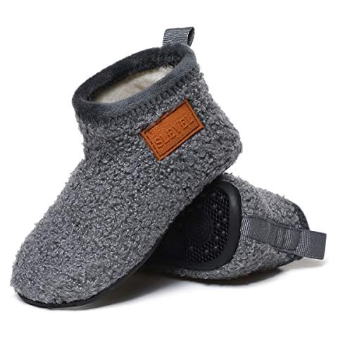 ditont Toddler Slippers Non-Slip Lightweight Indoor Winter Fuzzy Warm Kids Grip First Walking House Home Shoes Bootie for Boys Girls (dt191007Grey19) Cover