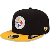 New Era NFL Pittsburgh Steelers Black and Team Color 59Fifty Fitted Cap, Black/Gold, 7