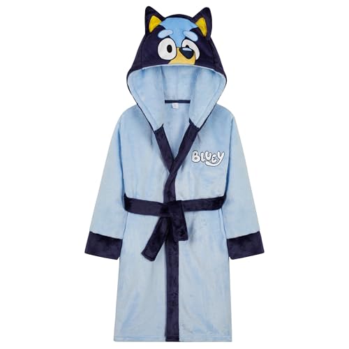 Bluey Girls Fleece Robe with Hood Pockets Tie Waist – Cosy Gifts for Kids