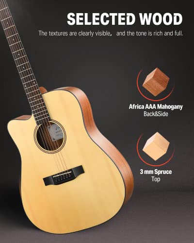 image for Donner Left Handed Acoustic Guitar Kit for Beginner Adult Full Size Cu