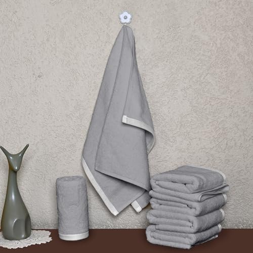 Image of Divine Casa 6 Piece Cotton Hand Towel Set 500 GSM (60 x 40 cm) | Gray Hand Towels | Soft Absorbent Quick Dry Towels