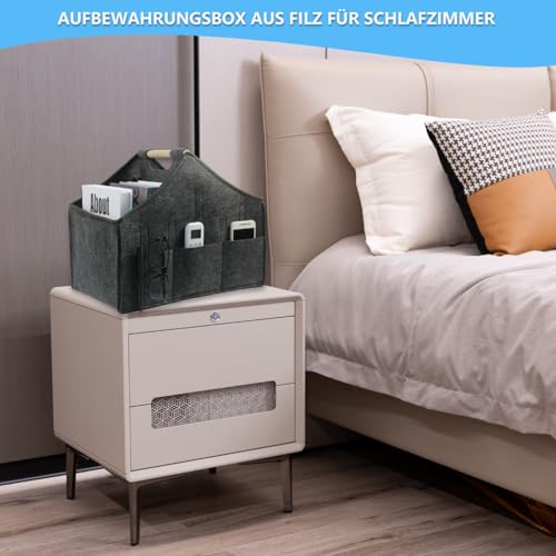 AEESRRU Magazine storage rack, felt newspaper basket, passender Zeitungskorb für Haus und Wohnzimmer, 38x26x30cm (Tiefgrau 1)