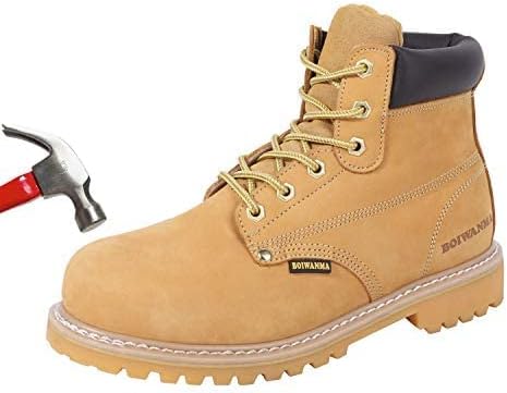 Work Boots for Men, Steel Toe Leather Safety Boots, Oil, Slip and Heat Resistant Heavy Duty Wide Industrial & Construction Boots, US 16W