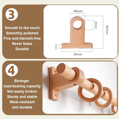 Tringle à rideaux en bois écologique haut de gamme 220 cm