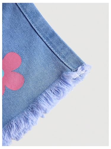 Floerns Toddler Girl's Floral Print Denim Skorts Elastic Waist Raw Hem Skirt Shorts3