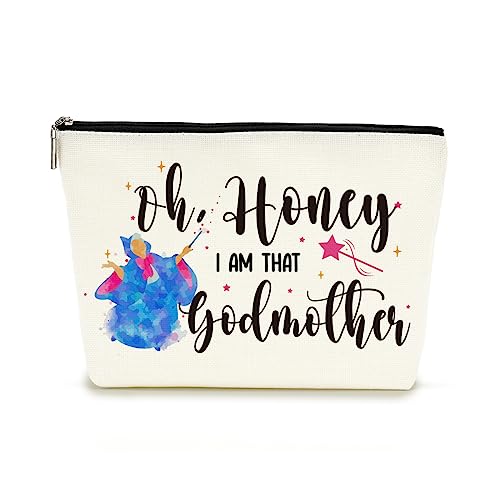 Decohim Makeup Bag Cosmetic Bag for Women Funny Godmother Gift Godmother Proposal Pregnancy Announcement Birthday Wedding Mothers Day Christmas Gifts for Godmom Fairy Fans I'm That Godmother