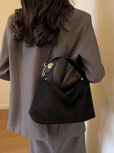 Slouchy Shoulder Bag Suede Soft Hobo Crossbody Bag with Adjustable Retro Y2K Shoulder Purse Vegan Handbag4