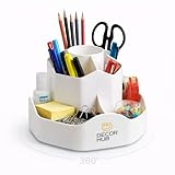DECOR HUB Organizer Scrivania Girevole 360°, Portapenne da Scrivania con 9 Scomparti, Port...