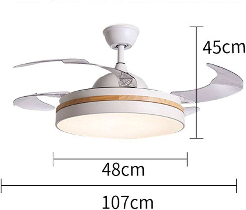 YUEGOO Ceiling Fans with Lamps,Led Ceiling Fan Lamp with Remote Control, Circular Retractable and Reversible Ventilator Light Modern Dimmable Timing Chandelier