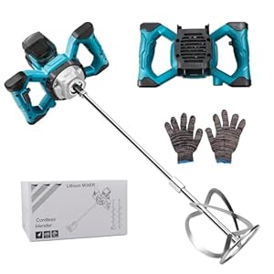 Accumengkraan voor verf en beton, compatibel met Makita 18V accu, elektrische peddelmixer met 6 snelheden, draagbare cementmixer voor het mengen van voedermortelverf lijm stopverf (geen batterij)