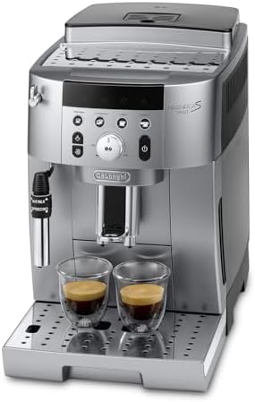 De'Longhi Magnifica S Smart ECAM250.​31.​SB, Machine à Café Automatique avec Mousseur à Lait, Taille Compacte Machine Grain à Tasse, Mousseur à Lait Manuel, 4 Recettes en Une Touche, Argent Noir          [Classe énergétique A]