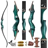 HANDBAIGE HBG 60'' Hunting Takedown Recurve Bow for Adults 25-60lbs Right Hand Archery Recurve Bow Kit with Arm and Finger Guard (60lbs)