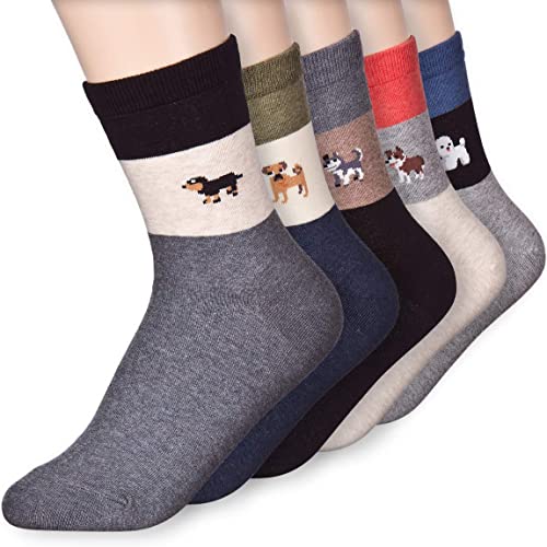 Dearmy Dog Socks For Women | Dog Mom Cute Animal Socks | Best Christmas Birthday Gifts | Gifts For Women (Womens Shoes Size 5-9, Dark Gray,Navy, Beige,Black, Gray) #TOP6
