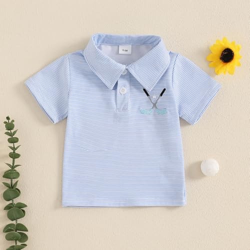 Toddler Baby Boy Shirt Golf Stripes Short Sleeve Button Down T-Shirt Tops Cute Infant Casual Tee Summer Clothes2