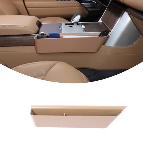 HAPPYHORSE Car Gear Shift Storage Box Tray Compatible with Land Rover Range Rover VOGUE 2023-2026，Center Console Gear Shifter Side Organizer Storage Box Tray Accessories (Tan (Right))
