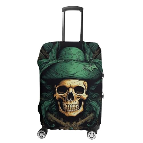 Pirate Skull Elastic Luggage Cover Suitcase Protector for 19-32 Inch Suitcases | Universal Stretchable Travel Bag Cover | Anti-Scratch, Washable with Zipper Closure S