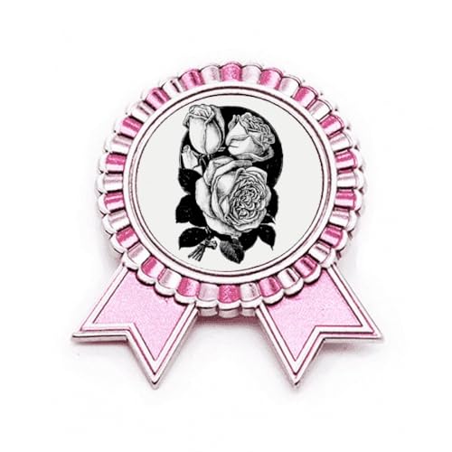 Broche rose et médaille de prix motif rose en métal M pour veste femme et homme