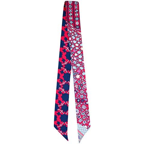IMLECK Skinny Scarf Simple Floral Print Krawatte Handtasche Griff Wrap Seidenband Cover