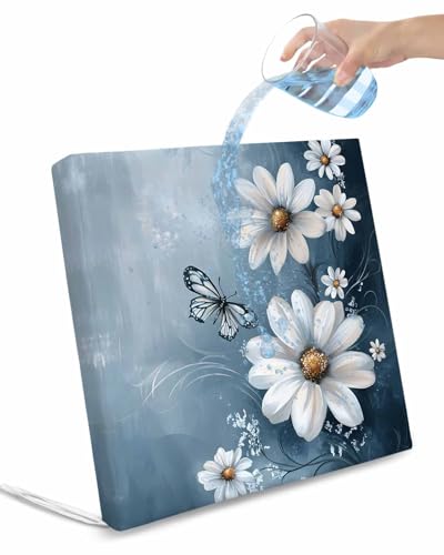 Elegant White Daisy Outdoor Cushion Chair Cover Set of 4 - Waterproof Couch Seat Covers, Pastoral Farmhouse Butterfly Floral Patio Furniture Protector Cushions Slipcovers for Sofa/RV, 20