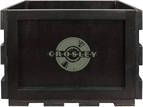 Crosley Caixa de armazenamento de gravação AC1004A-BK tem capacidade para até 75 álbuns, preta