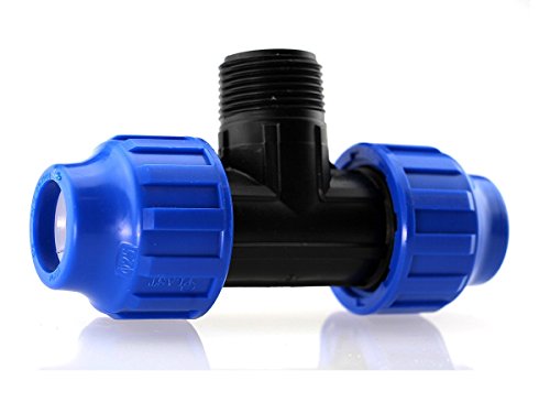 PE Pipe Tee Fitting with Male Thread Clamp Connector Fitting PN 16 DVGW, Multi-Coloured